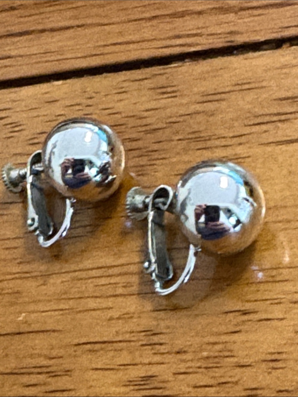 Silver Tone Ball Screw Earrings